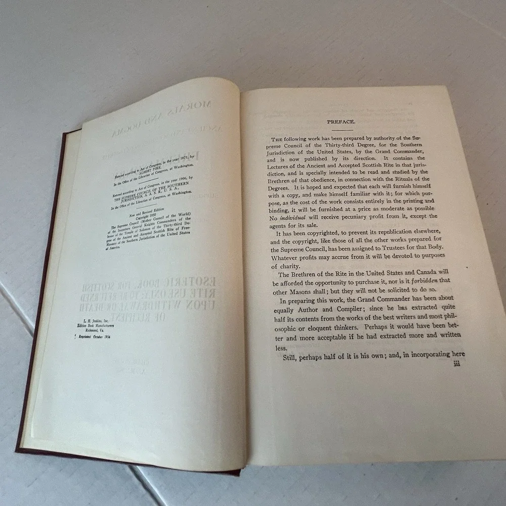 Morals and Dogma Ancient Accepted Scottish‎ Rite Freemasonry 1950 / 1956 Reprint
